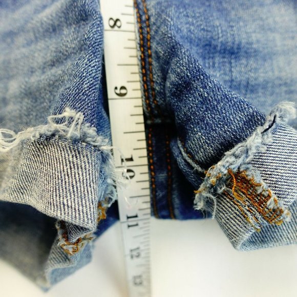 Edgy Jorts‎ Womens Shorts 27 J CREW Denim Blue Cuff Raw Hem Retro Y2K Faded 30x3 - Picture 7 of 10